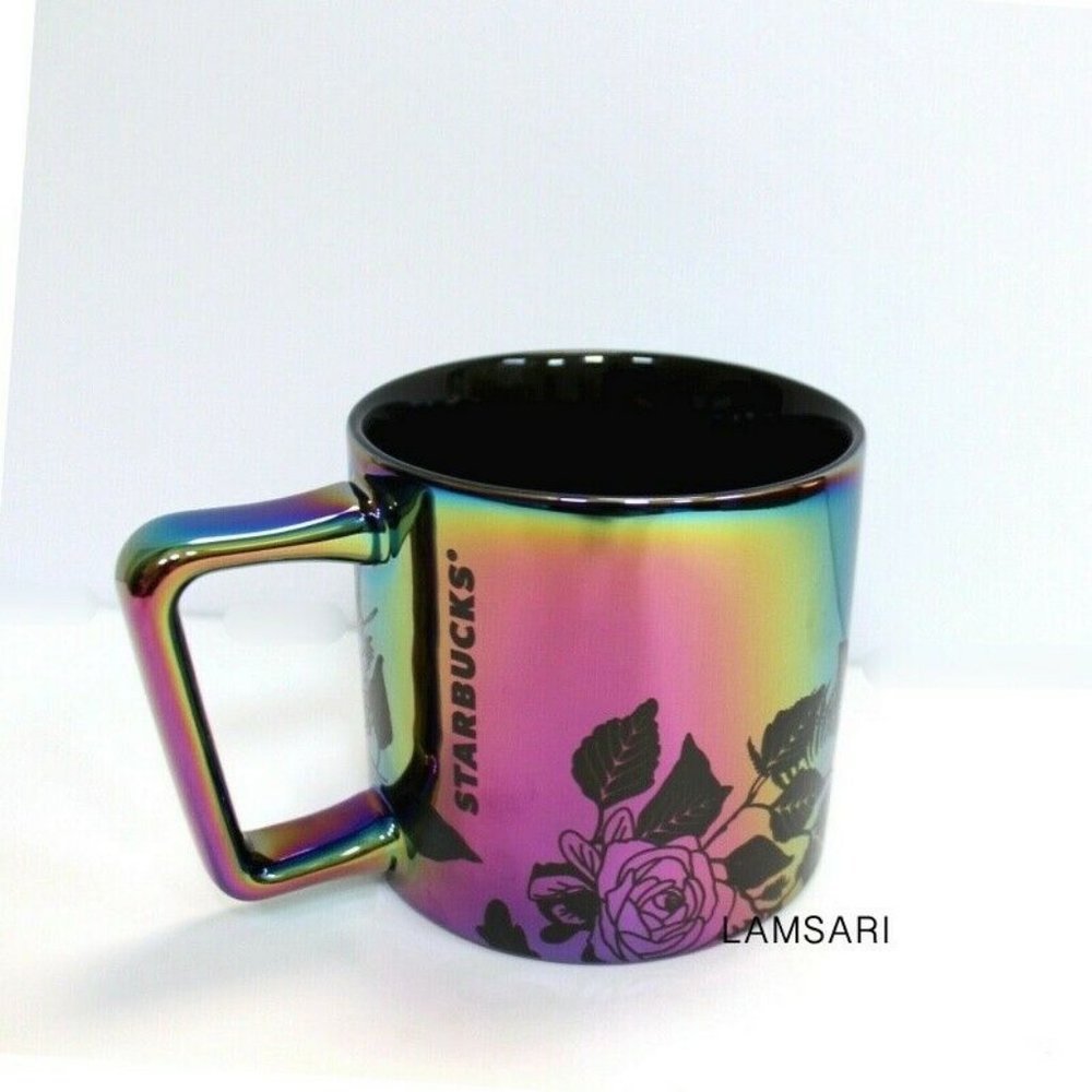 Starbucks Fall 2020 Iridescent Black Roses Coffee Mug Cup